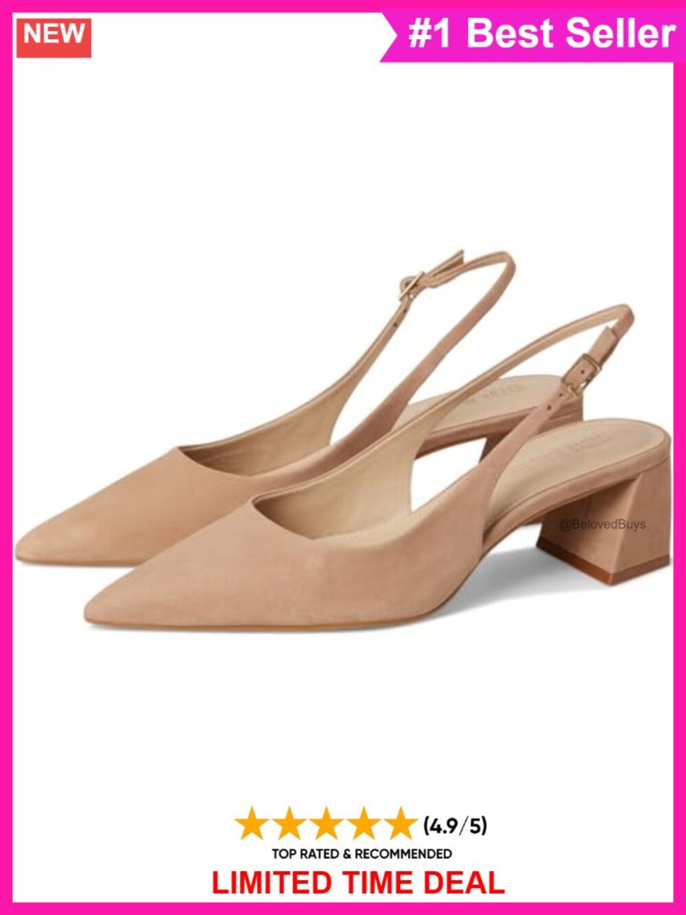 Steve Madden Robyn Leather Slingback Block Heel Pump Formal Dress Shoe